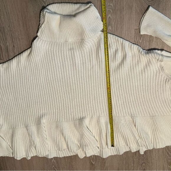 Free People Layer Cake Ivory Cream Funnel Neck Swing Cotton Blend Sweater M L XL - Picture 11 of 13